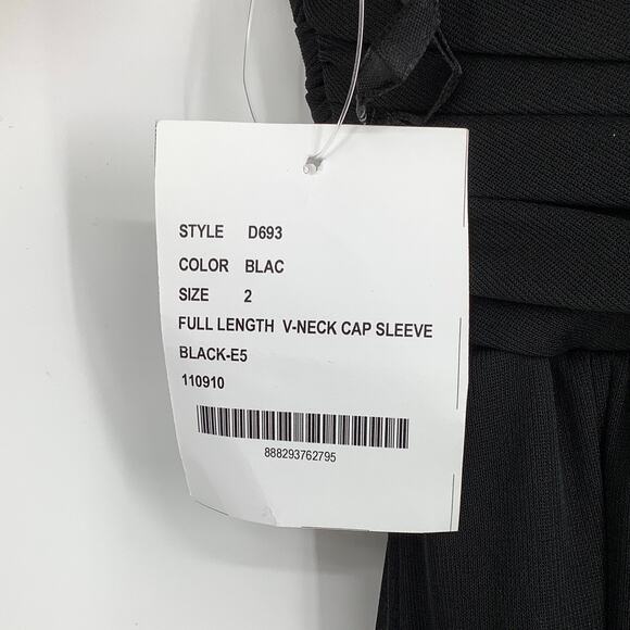 NEW Alfred Sung Size 2 Chiffon Knit Cap Sleeve V-Neck Maxi Dress $231 msrp J3-18 - Picture 10 of 12